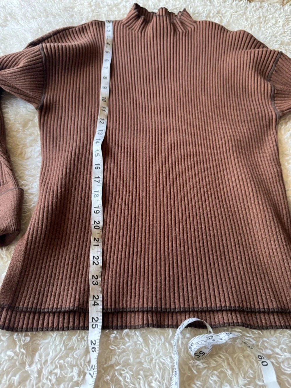 Varley Emile Rib Knit Sweater Rawhide Brown Two-Tone Oversized Size Small - Picture 6 of 12